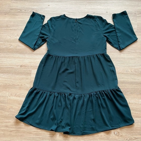 ASOS Design Tiered Midi Maternity Dress Long Sleeve Keyhole Back Green Size 4 - Picture 4 of 7